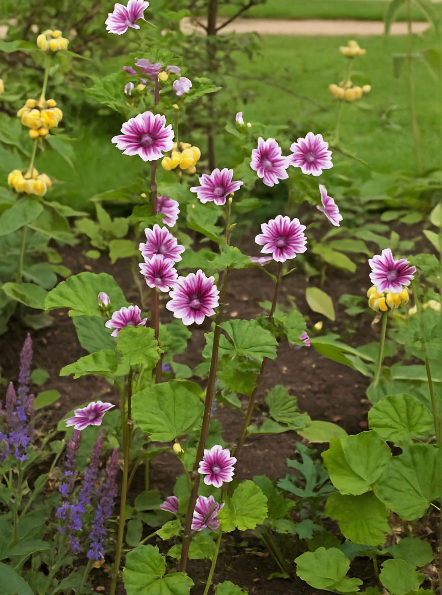 Bio-Gartenmalve 'Zebrina' Samen (ca. 150 Korn) – Malva Sylvestris Mit Gestreiften Rosa Blüten